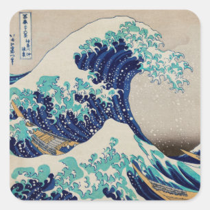CARRÉ ENVELOPE SEAL STICKER : HOKUSAI : LA VAGUE
