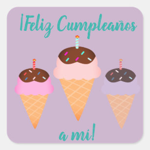 Carré Espagnol "Feliz cumpleaños", joyeux Sticker d'anni