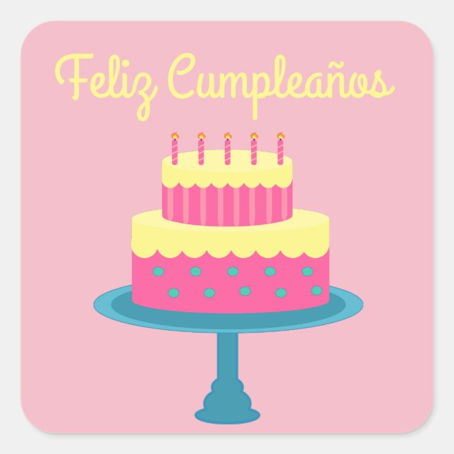 Carré Espagnol "Feliz cumpleaños", joyeux Sticker d'anni (Devant)