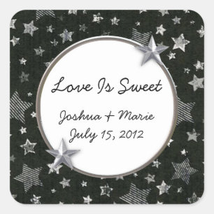 Carré Étoiles Mariage Bonbons Buffet Sticker