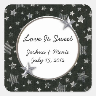 Carré Étoiles Mariage Bonbons Buffet Sticker
