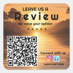 Carré Évaluez-nous : Business Review QR Code Sticker