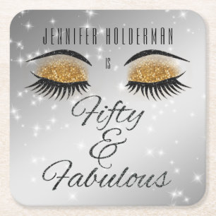 Carré Fabuleux 50 Black Gold Glam Eyes Dessous de verre 