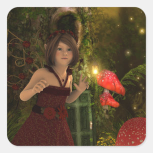 Carré Fée en Sticker Robe Rouge