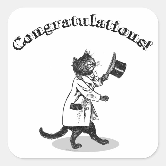 Carré Félicitations Top Hat Chat Sticker (Devant)
