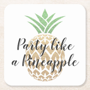 Carré Fête comme un ananas Dessous de verre d'anniversai