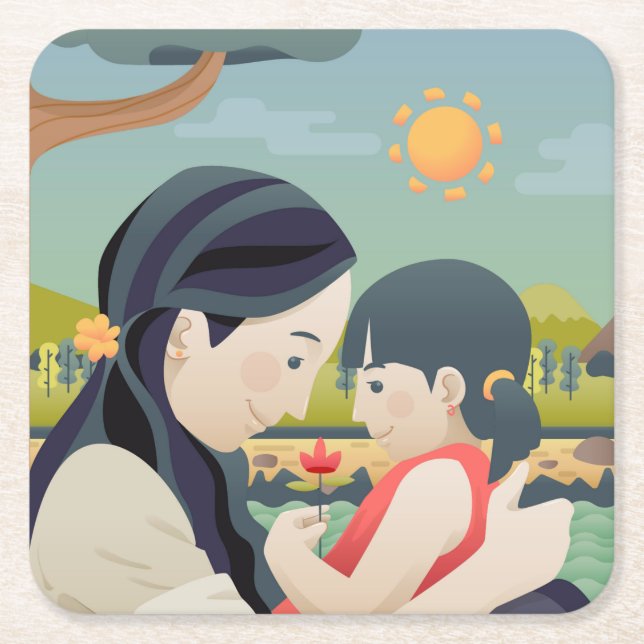 Carré Fête de la mère et de l'enfant | DESSOUS DE VERRE (Devant)