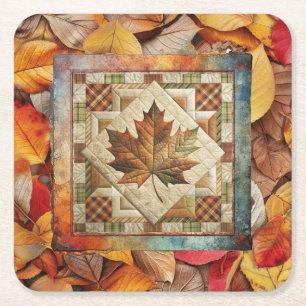 Carré Feuilles d'automne Dessous de verre papier feuille