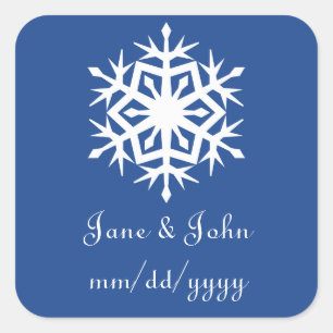 Carré Flammes de neige d'hiver en Sticker Bleu