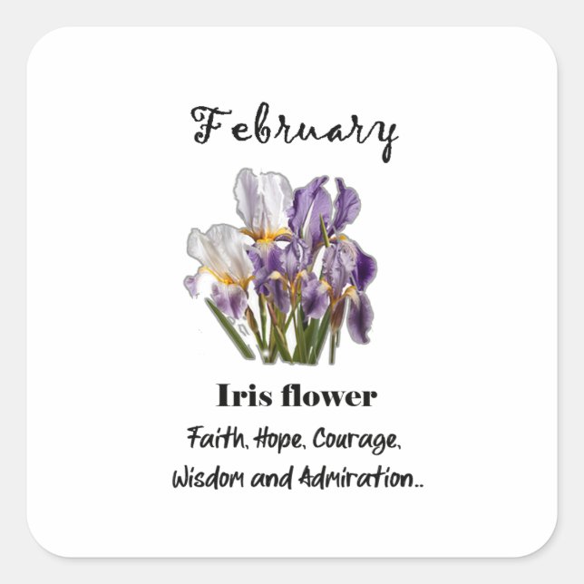 Carré Fleur de naissance de février Sticker Iris (Devant)