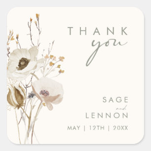 Carré Fleur sauvage lunatique   Sticker en Merci ivoire