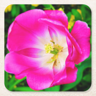 Carré Fleur sauvage rose en fleurs - Dessous de verre