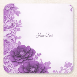 Carré Fleurs violettes Dessous de verre de papier fleuri