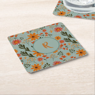 Carré Floral Joli Dessous de verre de fleurs colorées