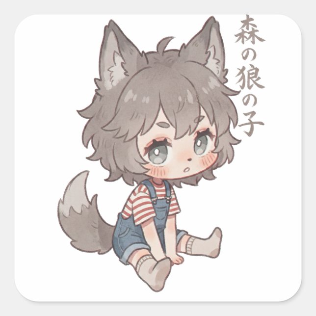Carré Forest Wolf Child Chibi Sticker  (Devant)
