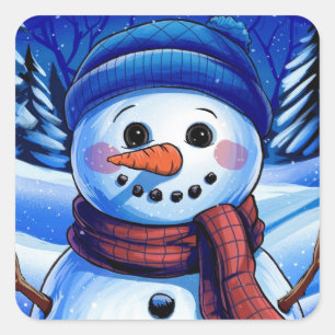 Carré Frosty Snowman Hoilday Sticker