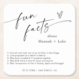 Carré Fun Facts Dessous de verre Mariage   Dessous de ve