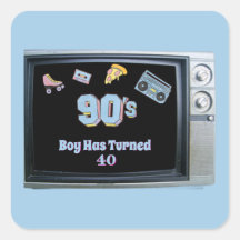 Funny 90's Thème Vieux téléviseur Sticker d'annive