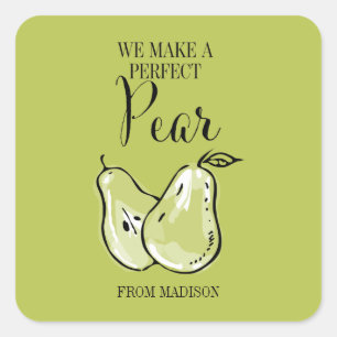 Carré Funny Fruit Pun Perfect Pear Valentine Sticker