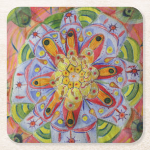 Carré Géométrie sacrée Mandala Dessous de verre Carrés p
