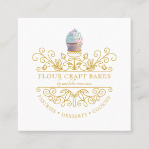 Carré Gold Frame Bakery Baker's Logo Carte de visite