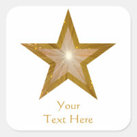 Carré Gold Star 'Your Text' sticker blanc