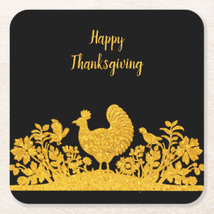 Carré Gold Thanksgiving Turquie Dessous de verre de papi