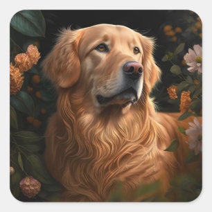 Carré Golden Retriever in the Garden - Sticker