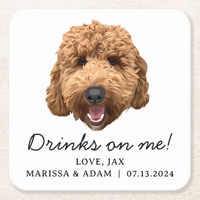 Carré Goldendoodle Labradoodle Mariage Dessous de verre  (Devant)