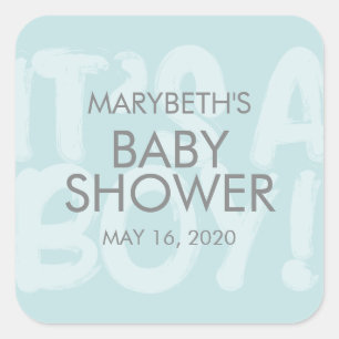 Carré Graffiti Baby shower bleu Favoriser Sticker