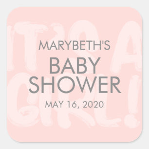 Carré Graffiti Baby shower rose Favoriser Sticker