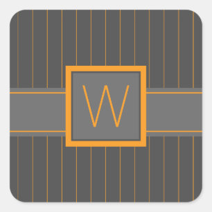 Carré Gris avec Sticker à rayures orange