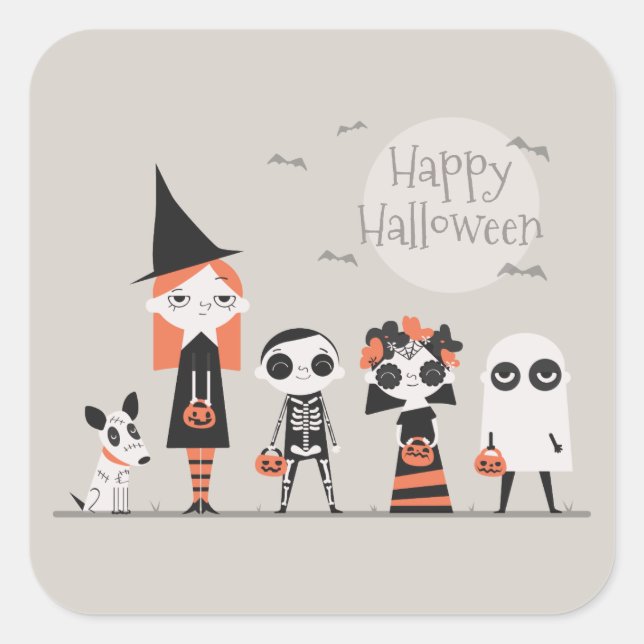 Carré Halloween simple mais élégant | Sticker (Devant)