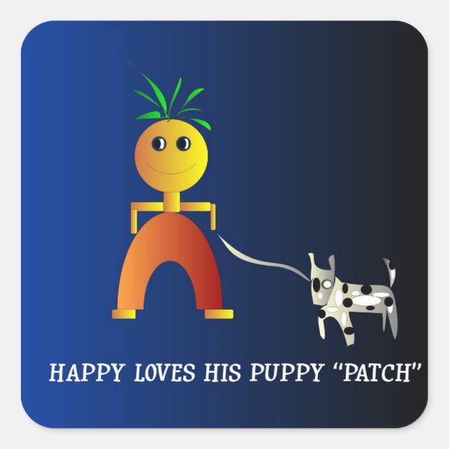 Carré Happy and Patch> Sticker pour enfants. (Devant)
