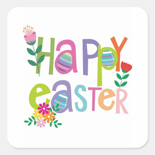 Carré Happy Easter Sticker (Happy Easter Holiday Stickers!)