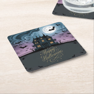 Carré Happy Halloween Haunted Dessous de verre de maison