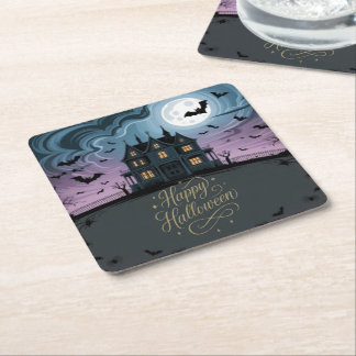 Carré Happy Halloween Haunted Dessous de verre de maison