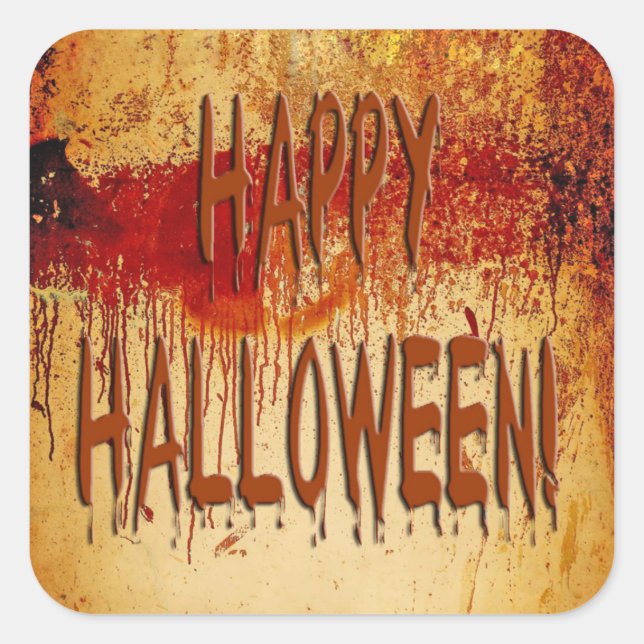Carré Happy Halloween Stainted Sticker Mur (Devant)