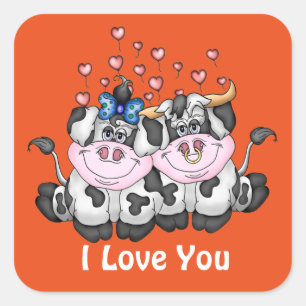 Carré Happy in Love vaches sticker