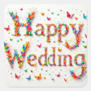 Carré Happy Mariage Sticker