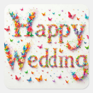 Carré Happy Mariage Sticker
