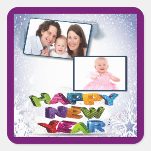 Carré Happy New Year's Add Your Photo Sticker