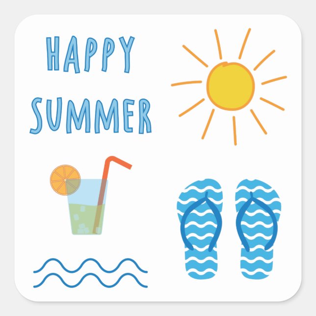 Carré Happy Summer Sticker (Devant)