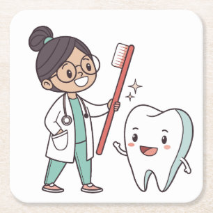 Carré Happy Tooth Dental Care Dessous de verre papier