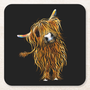 Carré HiGHLaND CoW PRiNT Dessous de verre ' CoooWeee '