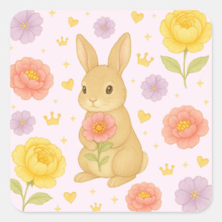 Carré HIMEKARI Floral Bunny Sticker – Pink