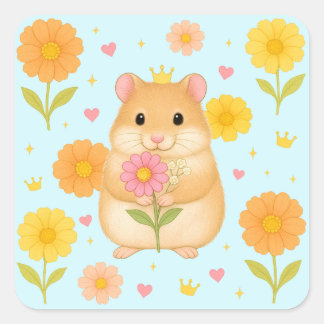 Carré HIMEKARI Floral Hamster Sticker – Blue