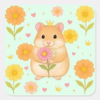 Carré HIMEKARI Floral Hamster Sticker – Green