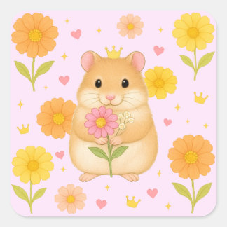 Carré HIMEKARI Floral Hamster Sticker – Pink