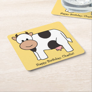 Carré Illustration de vache dessous de verre de papier t